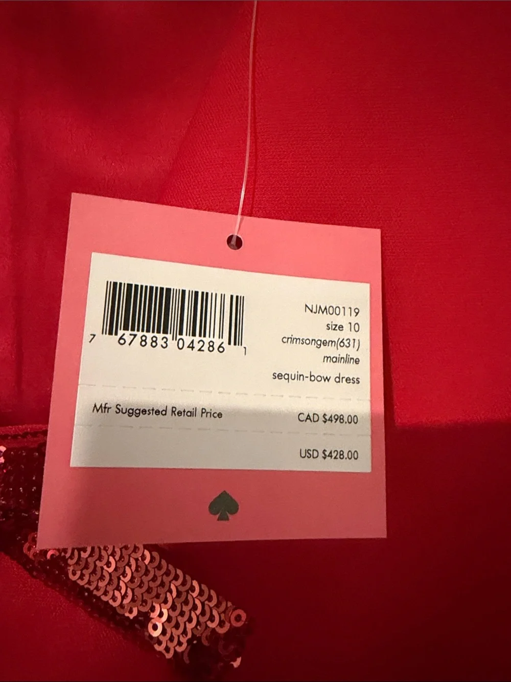 NWT Kate Spade Women’s Red Sleeveless Fit-and-Flare Dress with Sequin Bows